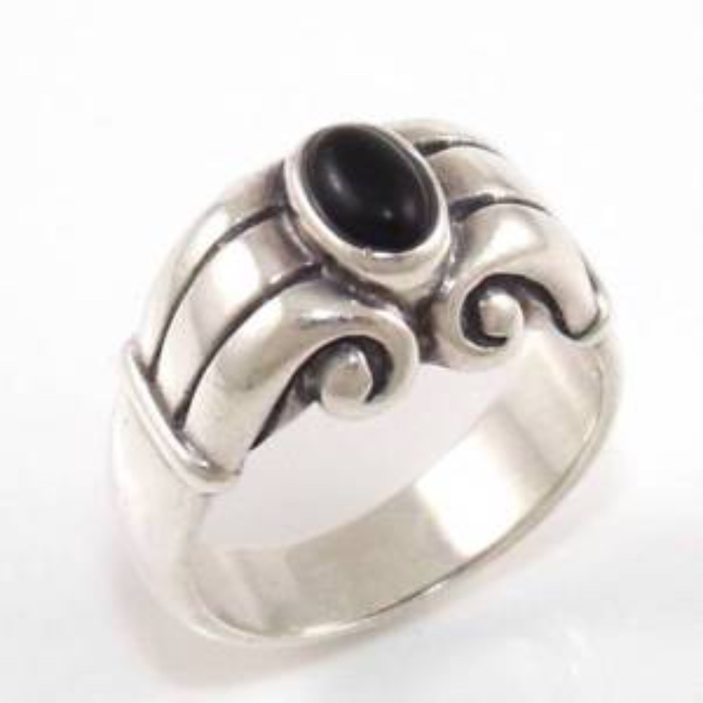 RARE JAMES AVERY Onyx Scroll Ring - RETIRED